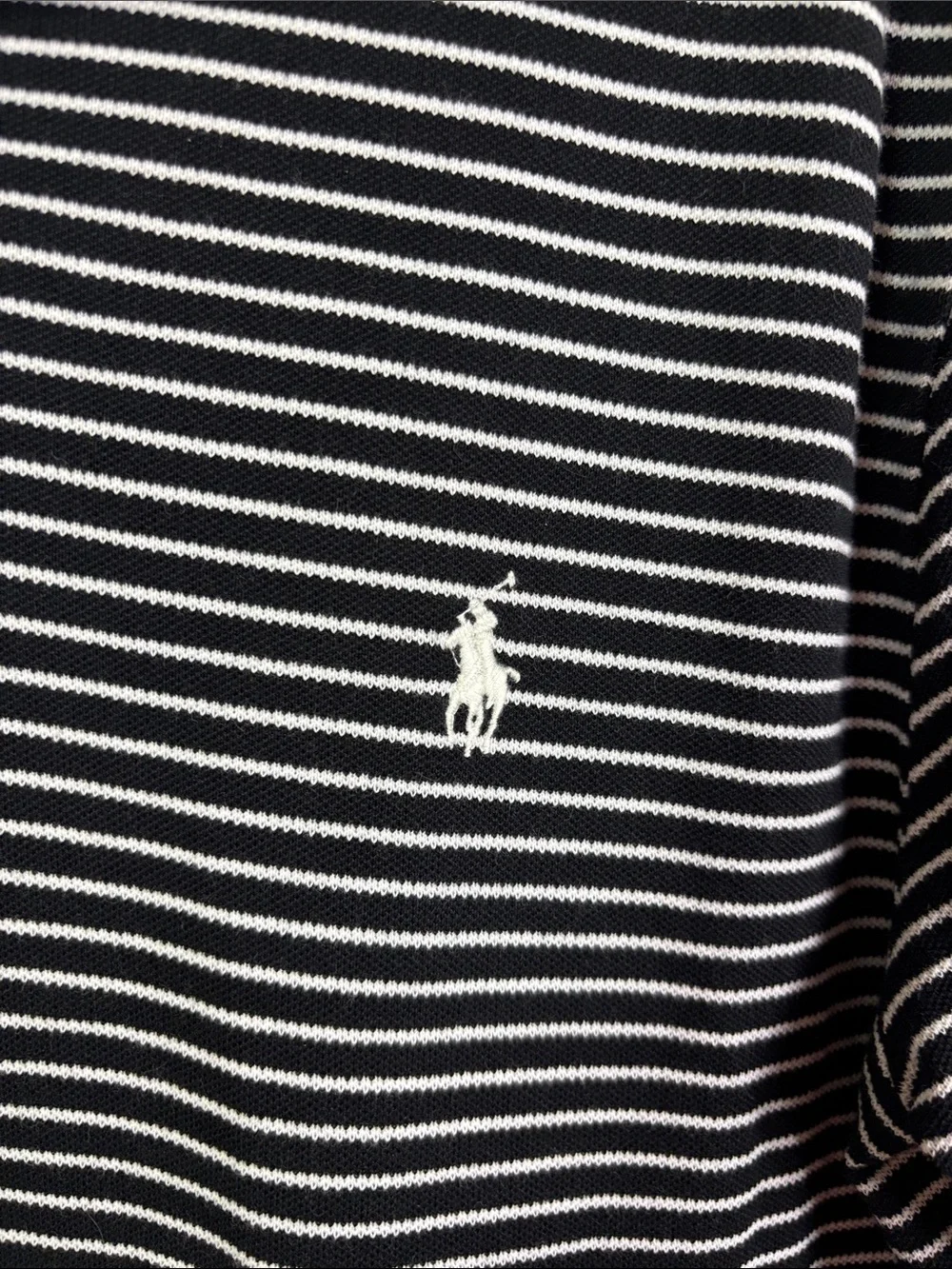 Polo by Ralph Lauren Stretch Mesh Short Sleeve Polo Shirt Black White Stretch L